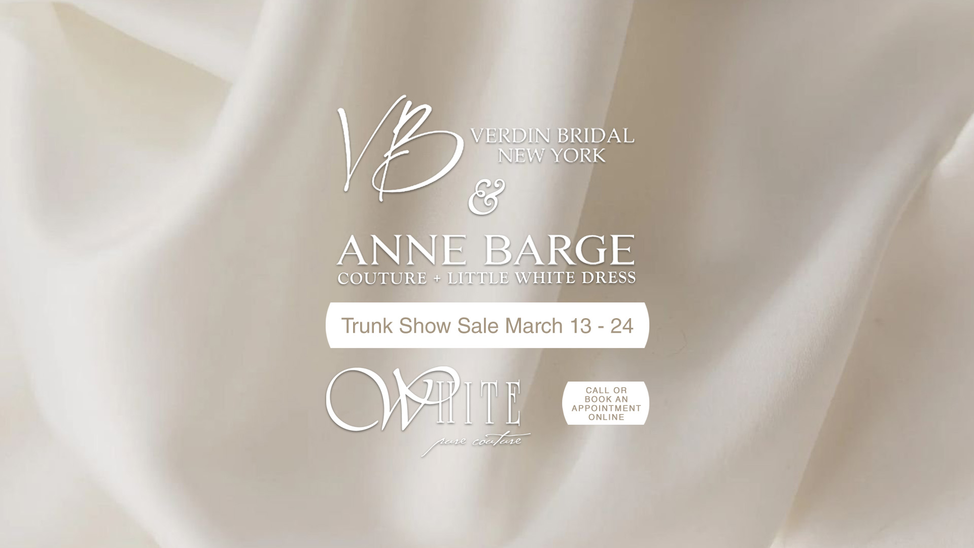 Verdin + Anne Barge Little White Dress + Curve Couture Wedding Dress Trunk Show Sale